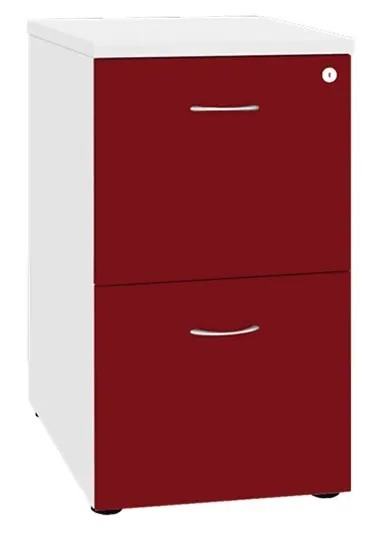 LKR - 2  dřevěná kartotéka A4, 2-zásuvková, centrální zámek, korpus bílá/čílka burgundská